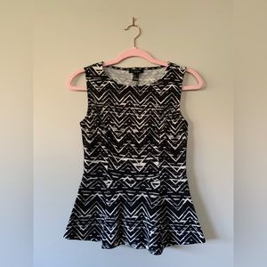 Forever 21 - Black & White Geometric Peplum Top - Small